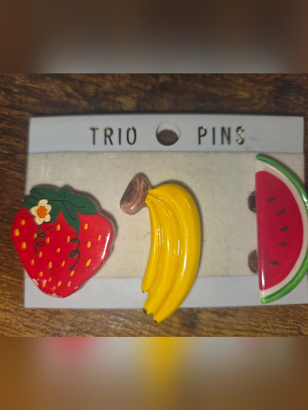 Vintage Fruit Lapel Pins Grandmacore Banana Watermelon Strawberry